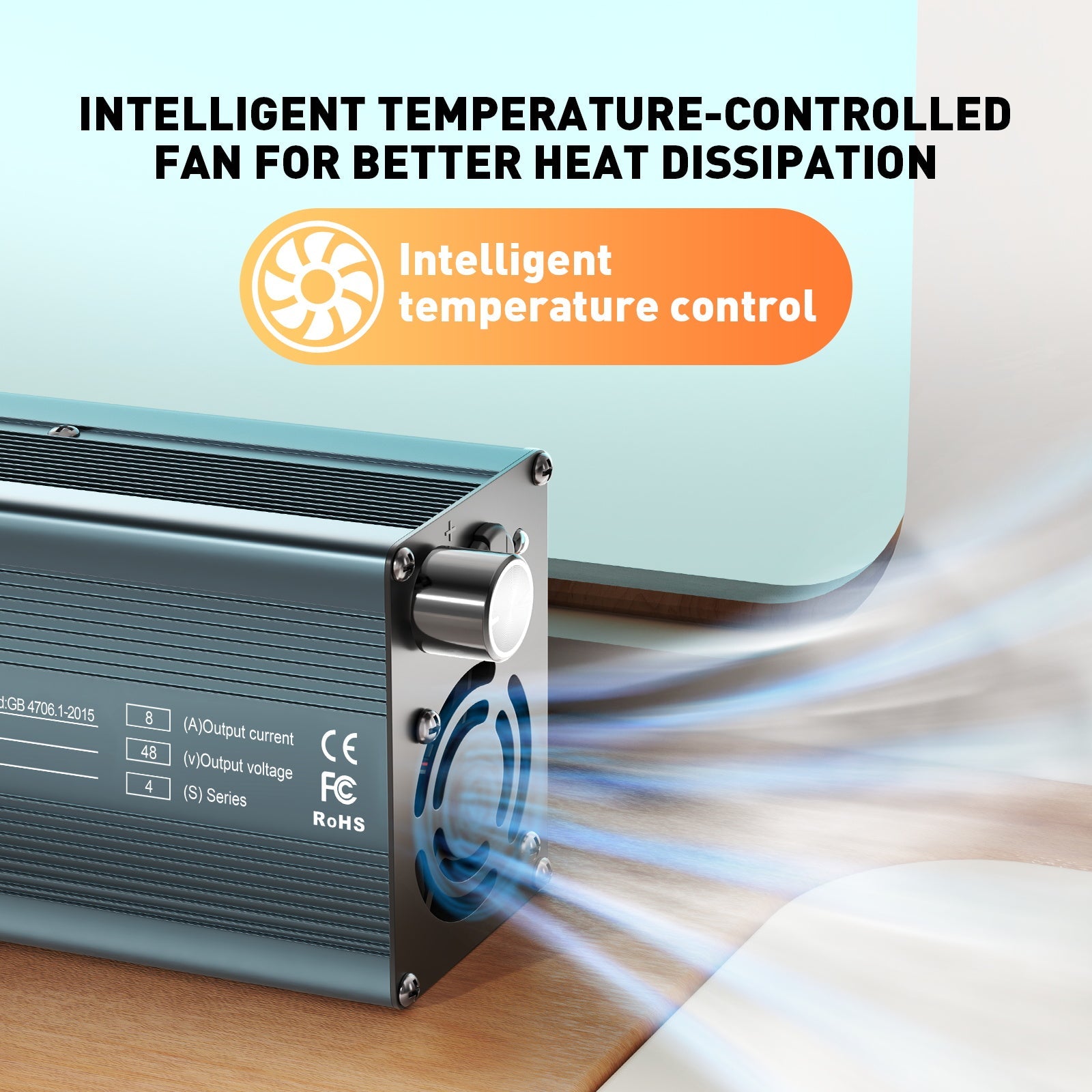 Suraziki 48 V 1–8 A Strom einstellbares Batterieladegerät, funktioniert mit allen Blei-Säure-Batterien (geflutet, versiegelt, AGM, Gel), LCD-Display, Kühlventilatoren, Gehäuse aus Aluminiumlegierung