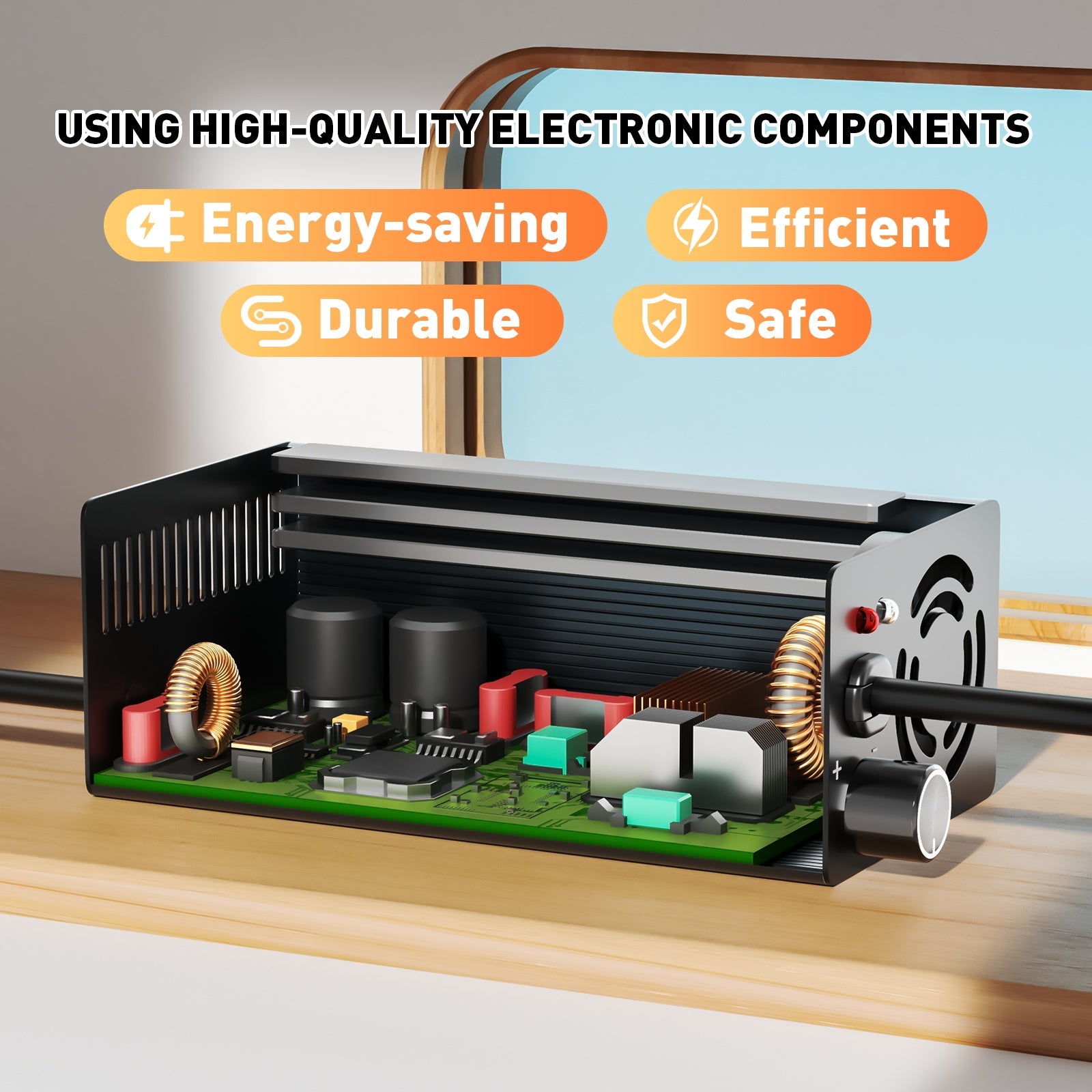 Suraziki 54.6V 1-8A current adjustable lithium battery charger for 13S 48V Li-ion / ternary lithium / polymer battery, LCD display, cooling fan, aluminum case