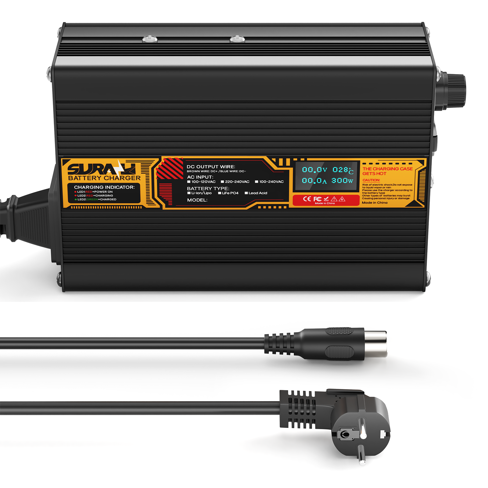Suraziki Lithium 79.8V 3.5A Battery Charger for 70.3V Lithium-ion polymer batteries, LED Display, Full Protection，Aluminum alloy shell