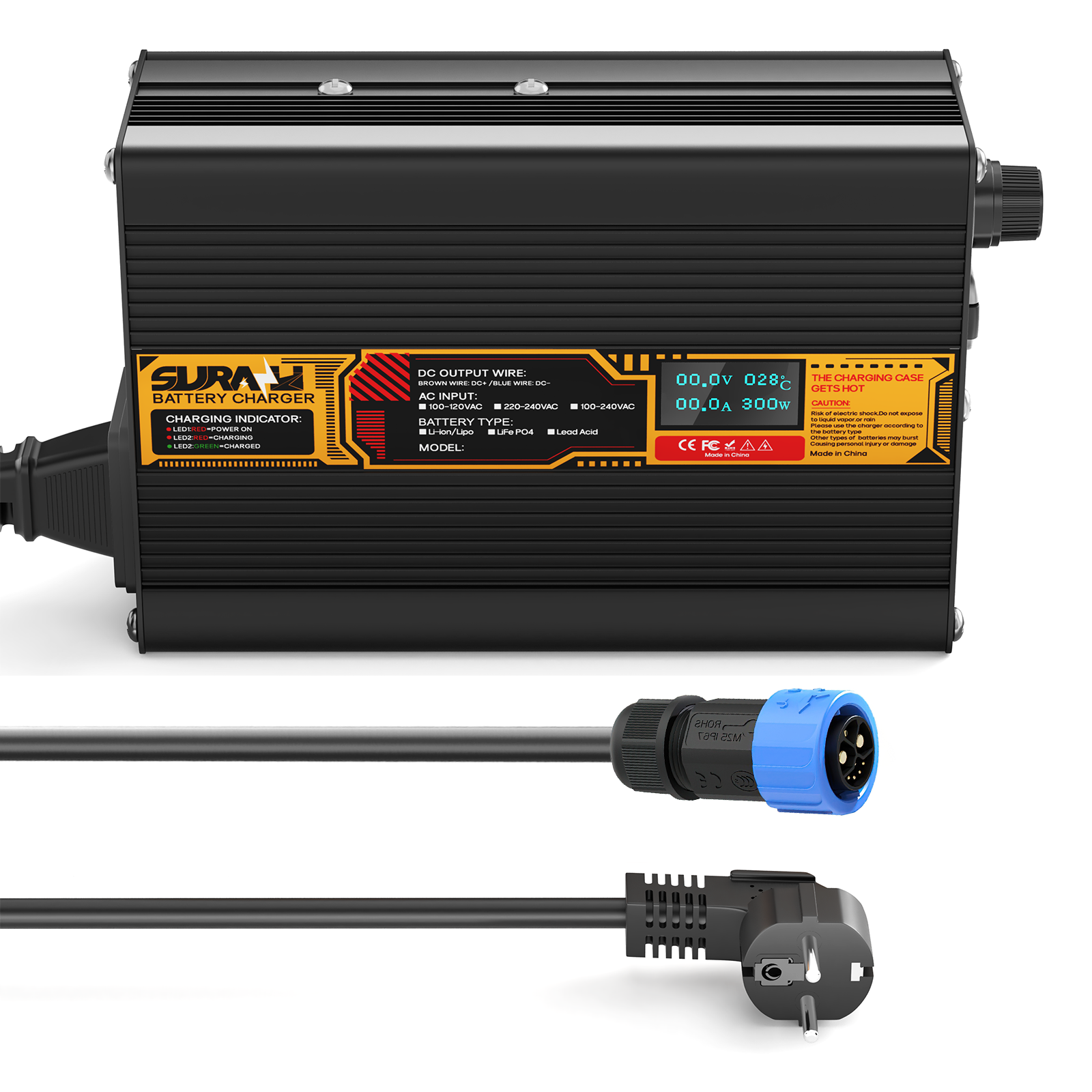 Suraziki Lead Acid Battery 24V 6A Battery Charger for 24V Lead Acid AGM GEL Deep Cycle and Auto Starting Batteries, LED Display, Full Protection，Aluminum alloy shell
