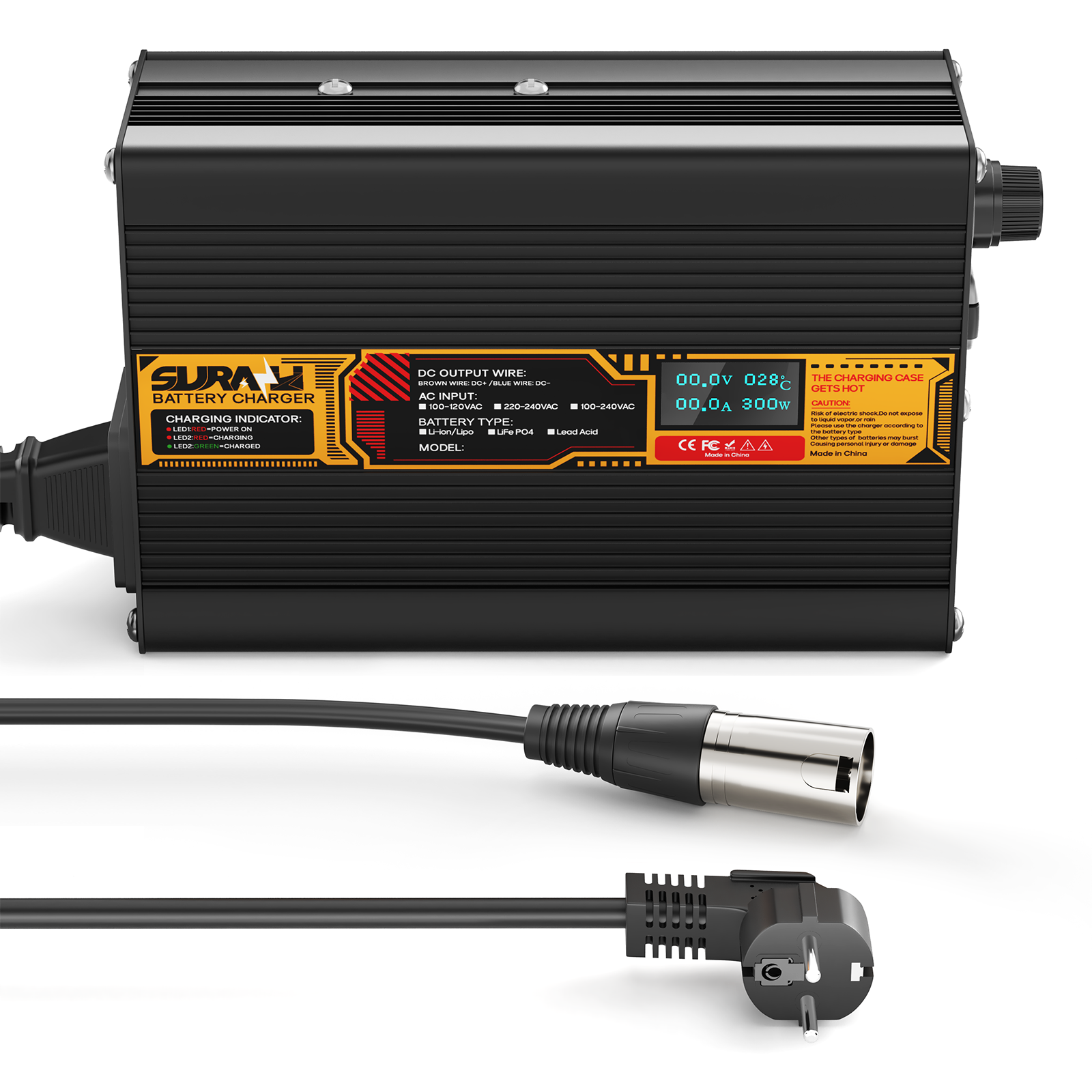 Suraziki Lithium 79.8V 3.5A Battery Charger for 70.3V Lithium-ion polymer batteries, LED Display, Full Protection，Aluminum alloy shell