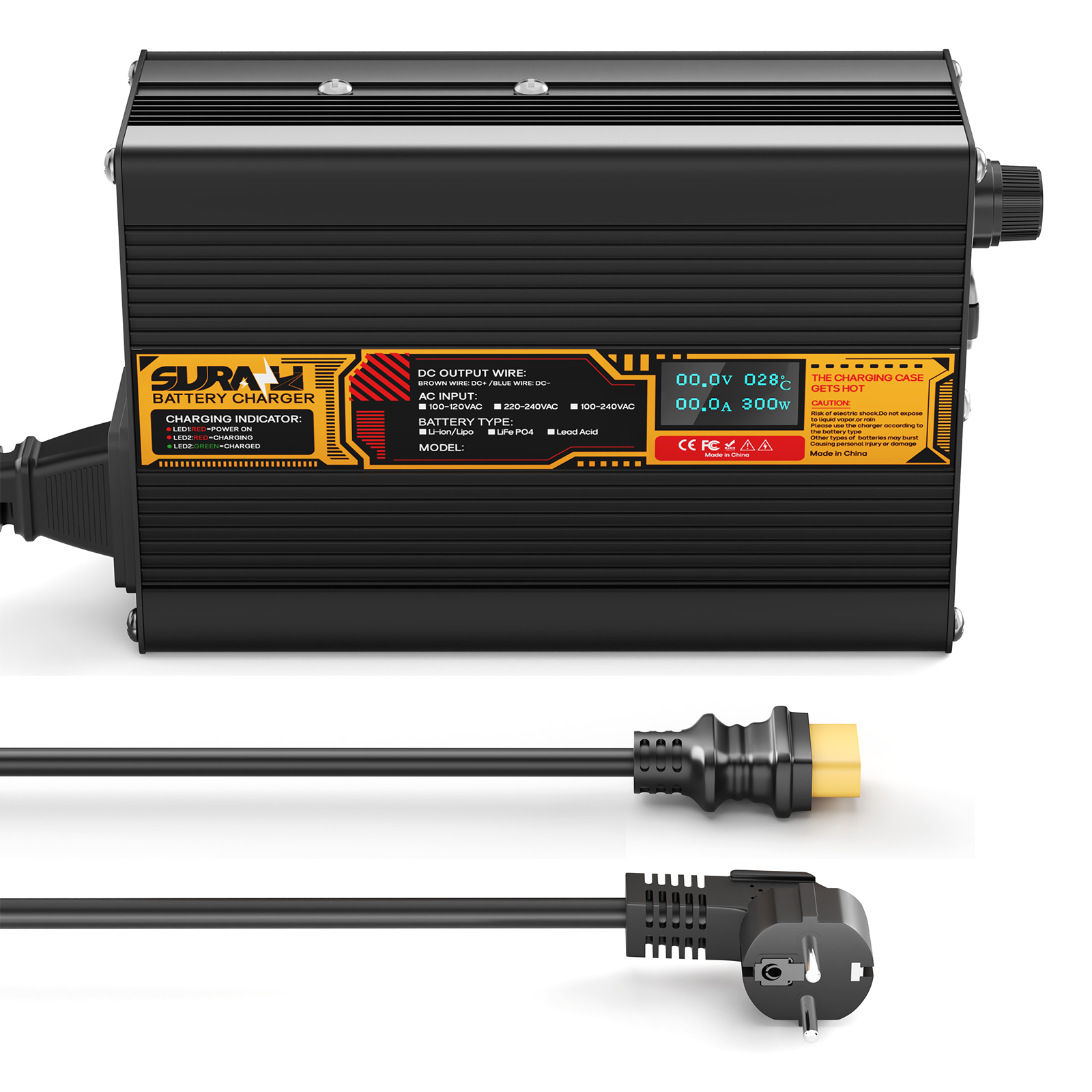 Suraziki Lead Acid Battery 24V 6A Battery Charger for 24V Lead Acid AGM GEL Deep Cycle and Auto Starting Batteries, LED Display, Full Protection，Aluminum alloy shell