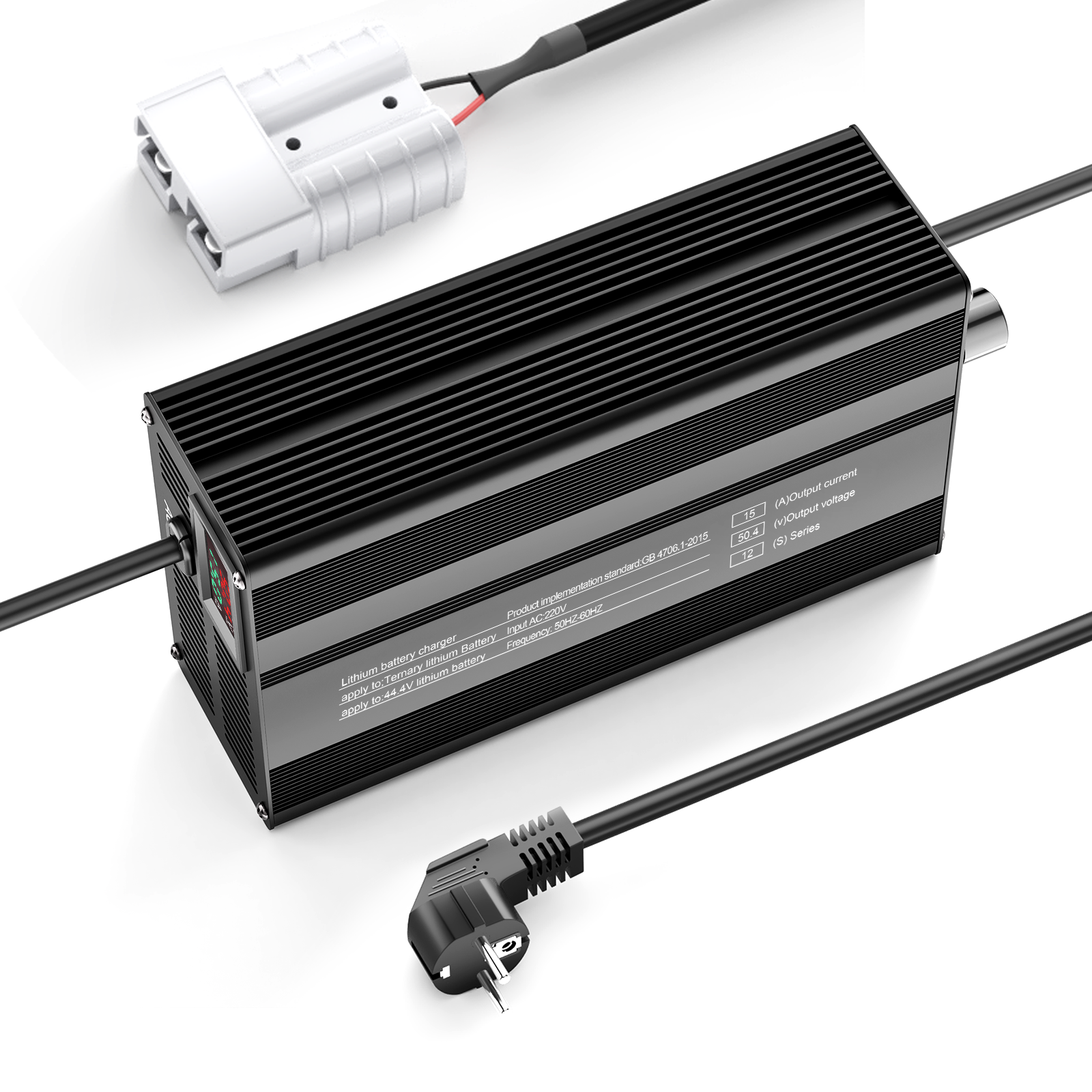Suraziki 54.6V 1-15A Current Adjustable Lithium Battery Charger for 13S 48.1V Li-Ion/Ternary Lithium/Polymer Batteries, Ebike Scooter Battery Charger