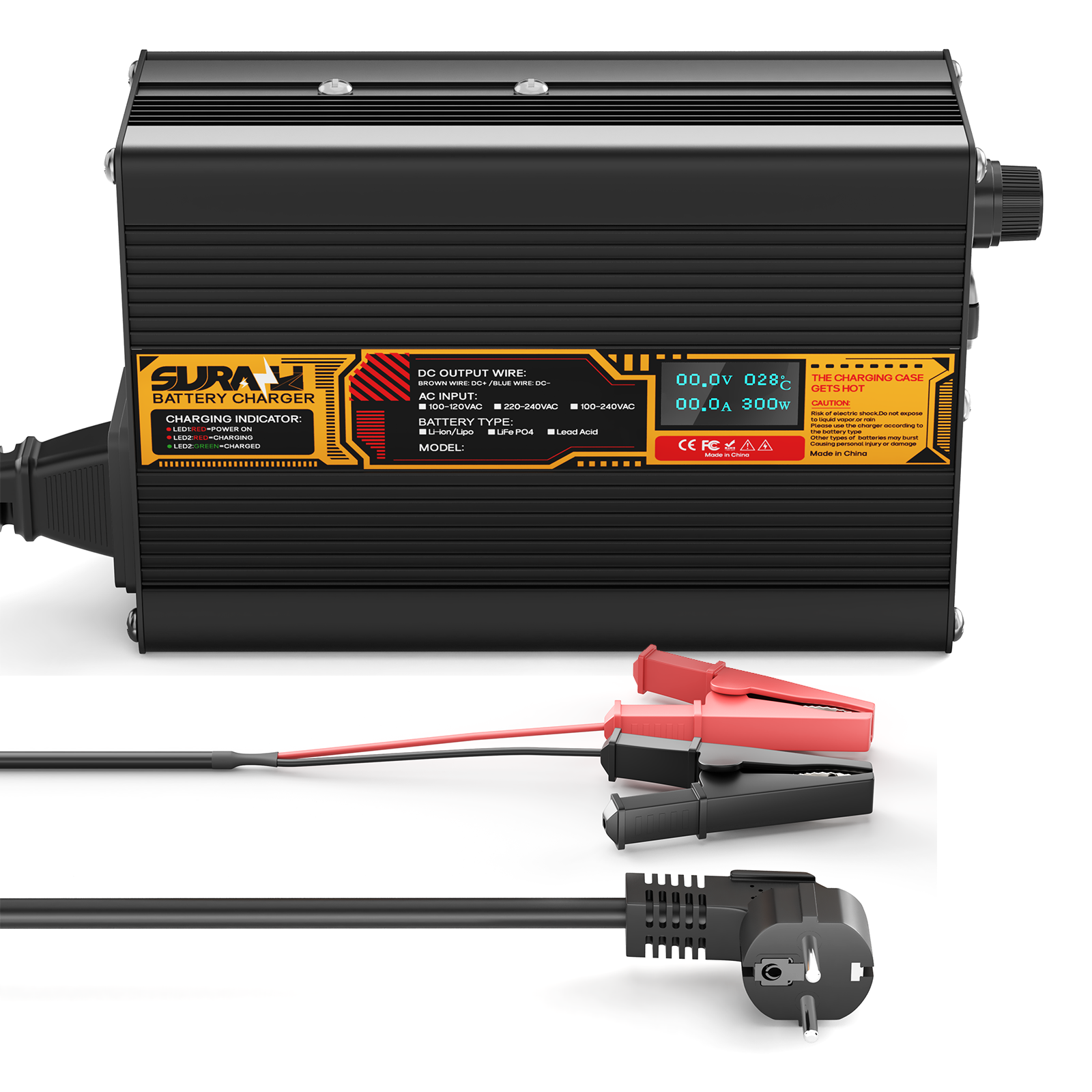 Suraziki Lithium 79.8V 3A Battery Charger for 70.3V Lithium-ion polymer batteries, LED Display, Full Protection，Aluminum alloy shell