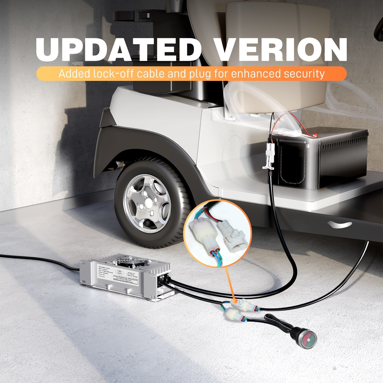 Suraziki 36V 25A Lithium Lifepo4 Batterioplader, 43,8V Ladespænding til 36V (38,4V) 12S Batteri, vandtæt, 0V BMS-aktivering, med låsekabel til elbiler, elcykler og golfvogne