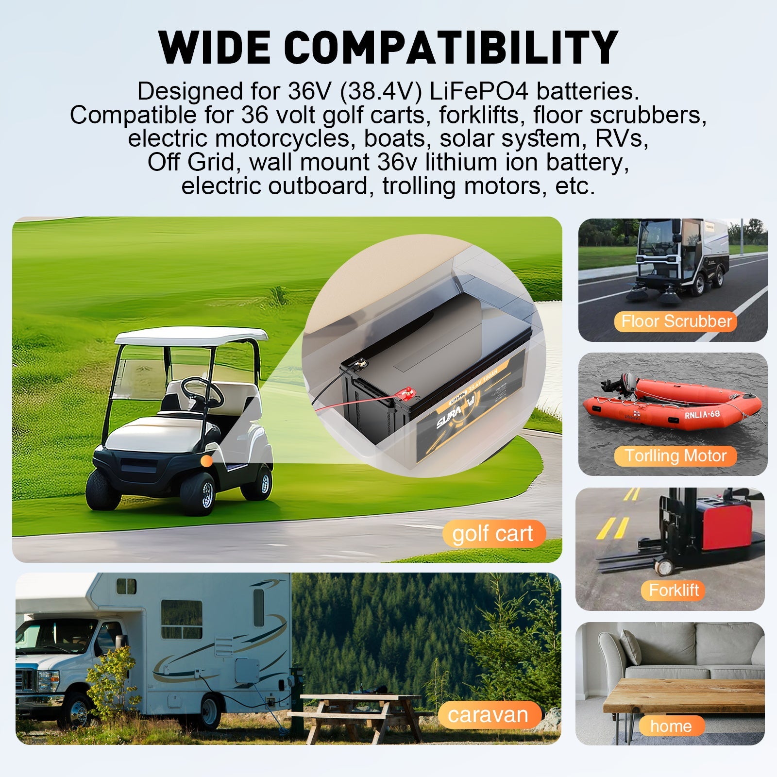 Suraziki 36V 25A Lithium Lifepo4 Batterioplader, 43,8V Ladespænding til 36V (38,4V) 12S Batteri, vandtæt, 0V BMS-aktivering, med låsekabel til elbiler, elcykler og golfvogne