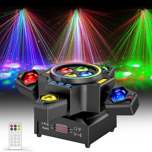 120W scenelys 4i1 RGBW moving head lysstråleeffektlys laserlys spotlight festlys med fjernbetjening til disco DJ bar fødselsdagsfest